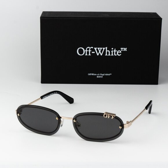 Off-White MIAMI Men Sunglasses Gold Grey Oval OERI13M MIAMI...
